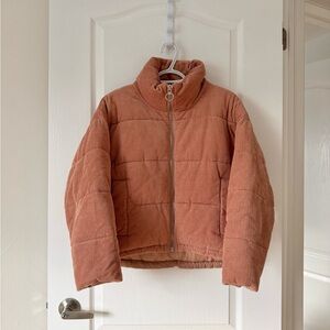 Topshop Petite Pink Corduroy Puffer Jacket